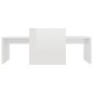 vidaXL Set Tavolini da Caffè Bianco Lucido 100x48x40 cm in Truciolato vidaXL Set Tavolini da Caffè Bianco Lucido 100x48x40 cm in Truciolato