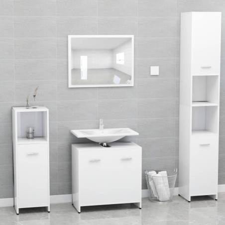 vidaXL Set Mobili da Bagno Bianco in Legno Multistrato
