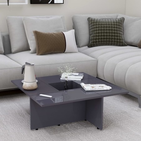 vidaXL Tavolino da Caffè Grigio Lucido 79,5x79,5x30 cm in Truciolato