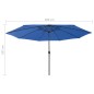 Ombrellone da Esterni con LED e Palo in Metallo 400 cm Azzurro Ombrellone da Esterni con LED e Palo in Metallo 400 cm Azzurro