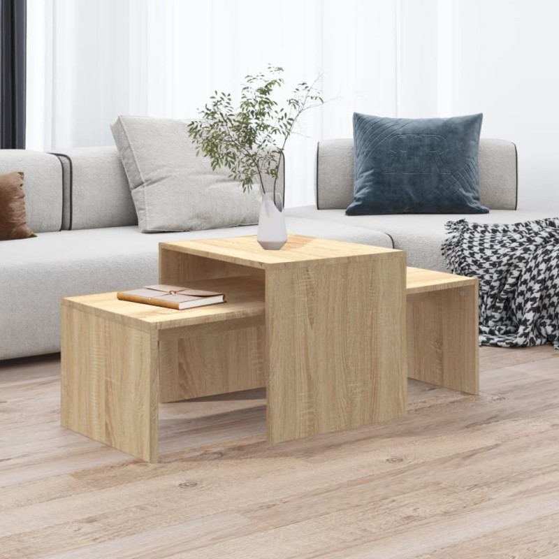 vidaXL Set Tavolini da Caffè Rovere Sonoma 100x48x40 cm in Truciolato vidaXL Set Tavolini da Caffè Rovere Sonoma 100x48x40 cm in Truciolato