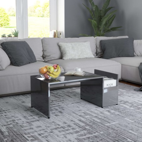 vidaXL Tavolino da Caffè Grigio Lucido 90x45x35 cm in Truciolato