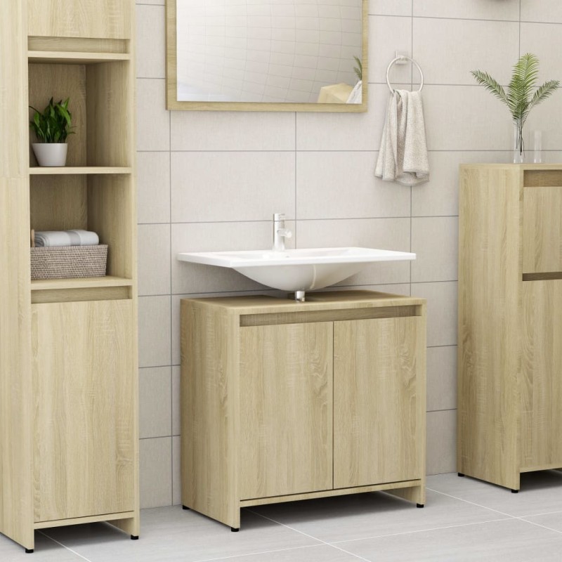 vidaXL Armadio da Bagno Rovere Sonoma 60x33x61 cm in Truciolato vidaXL Armadio da Bagno Rovere Sonoma 60x33x61 cm in Truciolato