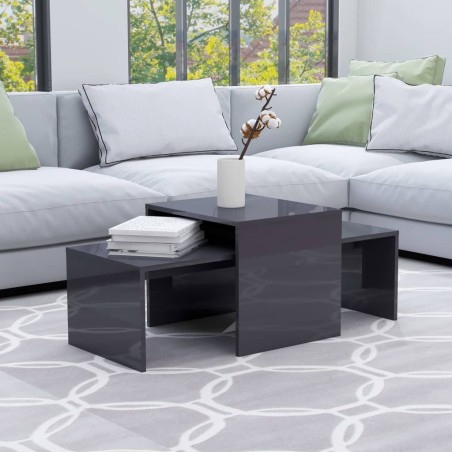 vidaXL Set Tavolini da Caffè Grigio Lucido 100x48x40 cm in Truciolato