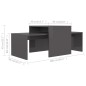 vidaXL Set Tavolini da Caffè Grigio Lucido 100x48x40 cm in Truciolato vidaXL Set Tavolini da Caffè Grigio Lucido 100x48x40 cm in Truciolato
