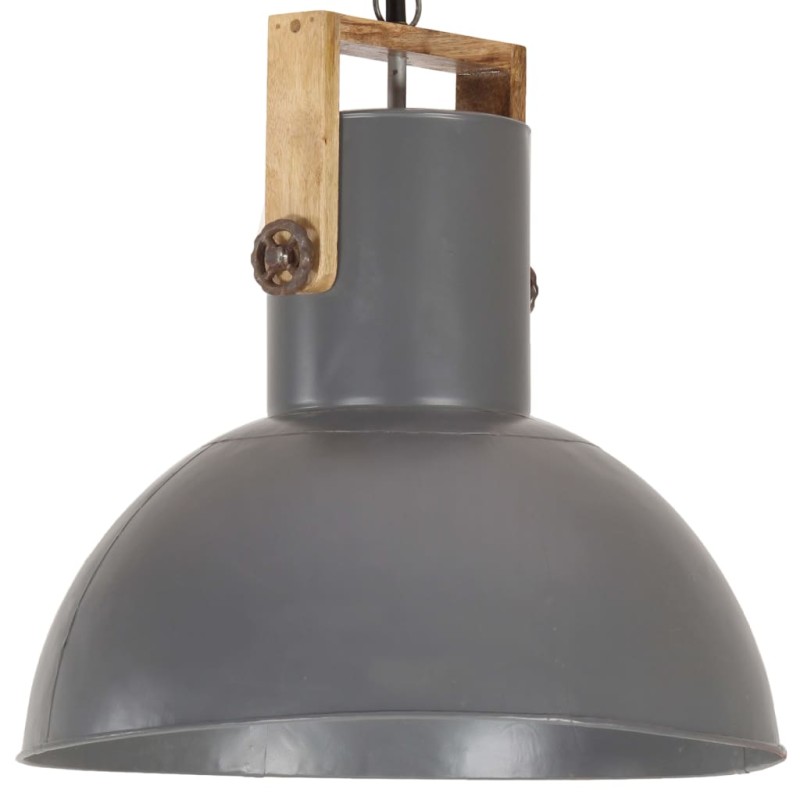 vidaXL Lampada Soffitto Industriale 25 W Grigia Rotonda in Mango 52cm vidaXL Lampada Soffitto Industriale 25 W Grigia Rotonda in Mango 52cm