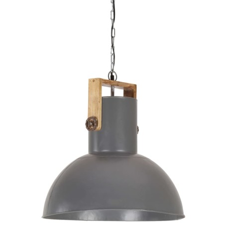 vidaXL Lampada Soffitto Industriale 25 W Grigia Rotonda in Mango 52cm