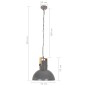 vidaXL Lampada Soffitto Industriale 25 W Grigia Rotonda in Mango 52cm vidaXL Lampada Soffitto Industriale 25 W Grigia Rotonda in Mango 52cm