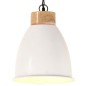 vidaXL Lampadario Industriale Bianco Ferro e Legno Massello 23 cm E27 vidaXL Lampadario Industriale Bianco Ferro e Legno Massello 23 cm E27