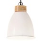 vidaXL Lampadario Industriale Bianco Ferro e Legno Massello 23 cm E27 vidaXL Lampadario Industriale Bianco Ferro e Legno Massello 23 cm E27