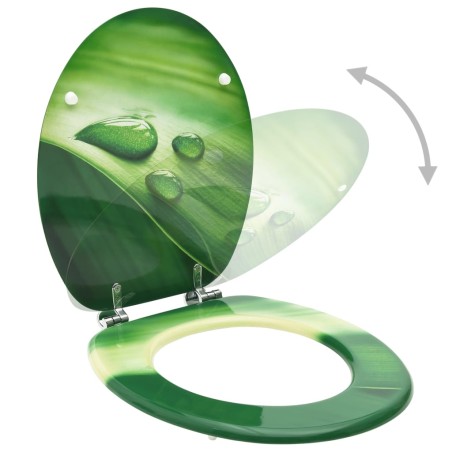 vidaXL Tavoletta WC con Coperchio MDF Verde Design Goccia d'Acqua