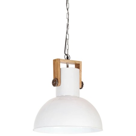 vidaXL Lampada Soffitto Industriale 25 W Bianca Rotonda in Mango 42cm