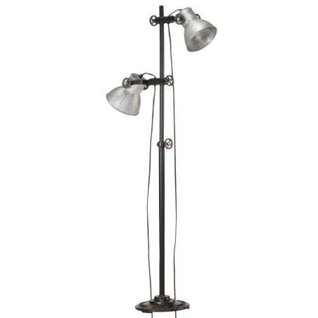vidaXL Lampada da Pavimento con 2 Paralumi Argento E27 in Ghisa