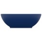 vidaXL Lavandino Lusso Ovale Blu Scuro Opaco 40x33 cm in Ceramica