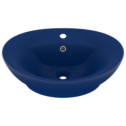 vidaXL Lavabo con Troppopieno Ovale Blu Scuro Opaco 58,5x39cm Ceramica