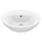 vidaXL Lavandino con Troppopieno Ovale Bianco Opaco 58,5x39cm Ceramica vidaXL Lavandino con Troppopieno Ovale Bianco Opaco 58,5x39cm Ceramica