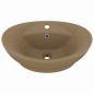 vidaXL Lavandino con Troppopieno Ovale Crema Opaco 58,5x39cm Ceramica vidaXL Lavandino con Troppopieno Ovale Crema Opaco 58,5x39cm Ceramica