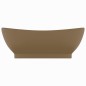 vidaXL Lavandino con Troppopieno Ovale Crema Opaco 58,5x39cm Ceramica vidaXL Lavandino con Troppopieno Ovale Crema Opaco 58,5x39cm Ceramica
