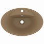 vidaXL Lavandino con Troppopieno Ovale Crema Opaco 58,5x39cm Ceramica vidaXL Lavandino con Troppopieno Ovale Crema Opaco 58,5x39cm Ceramica