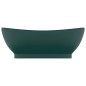 vidaXL Lavabo Troppopieno Ovale Verde Scuro Opaco 58,5x39cm Ceramica vidaXL Lavabo Troppopieno Ovale Verde Scuro Opaco 58,5x39cm Ceramica