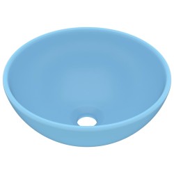 vidaXL Lavandino Lusso Rotondo Azzurro Opaco 32,5x14 cm in Ceramica