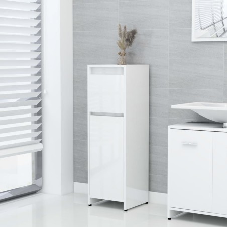 vidaXL Mobile da Bagno Bianco Lucido 30x30x95 cm in Legno Multistrato