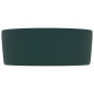 vidaXL Lavandino Lusso Rotondo Verde Scuro Opaco 40x15 cm in Ceramica