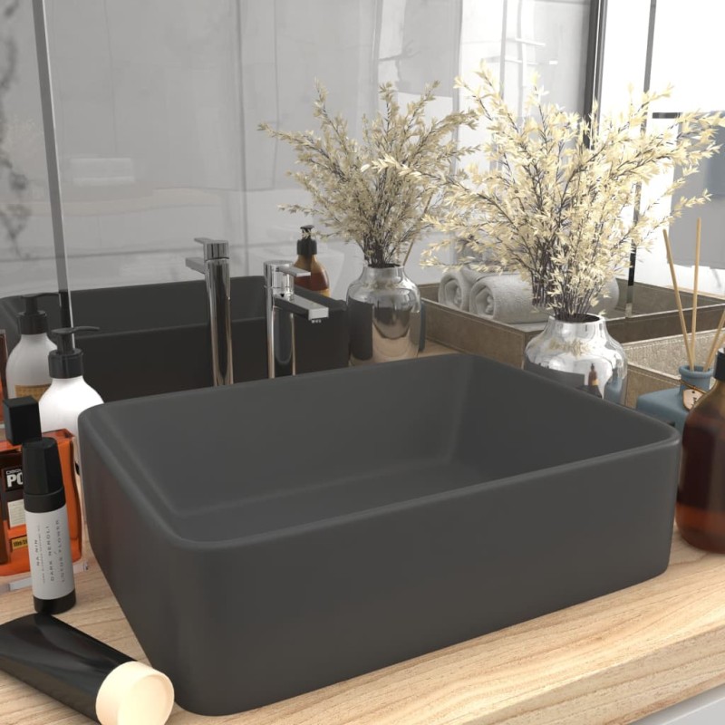 vidaXL Lavandino Luxury Grigio Scuro Opaco 41x30x12 cm in Ceramica vidaXL Lavandino Luxury Grigio Scuro Opaco 41x30x12 cm in Ceramica