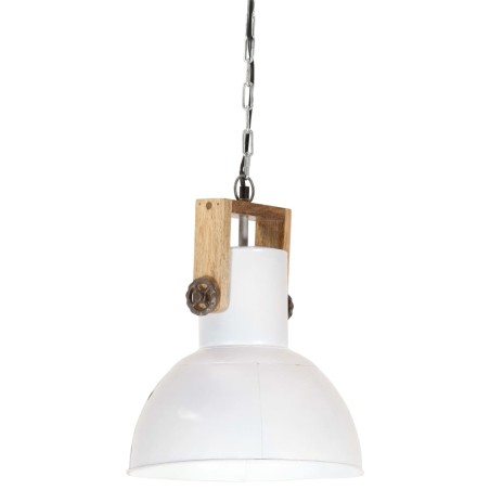 vidaXL Lampada Soffitto Industriale 25 W Bianca Rotonda in Mango 32cm