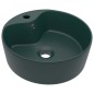 vidaXL Lavandino con Troppopieno Verde Scuro Opaco 36x13cm in Ceramica vidaXL Lavandino con Troppopieno Verde Scuro Opaco 36x13cm in Ceramica