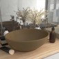 vidaXL Lavandino Lusso Ovale Crema Opaco 40x33 cm in Ceramica vidaXL Lavandino Lusso Ovale Crema Opaco 40x33 cm in Ceramica