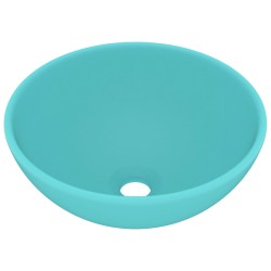 vidaXL Lavandino Lusso Rotondo Verde Chiaro Opaco 32,5x14 cm Ceramica