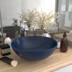 vidaXL Lavandino da Bagno in Ceramica Blu Scuro Rotondo