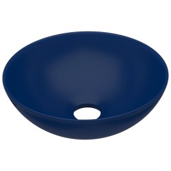 vidaXL Lavandino da Bagno in Ceramica Blu Scuro Rotondo