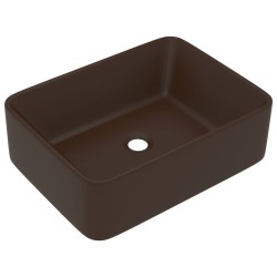 vidaXL Lavandino Luxury Marrone Scuro Opaco 41x30x12 cm in Ceramica