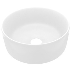 vidaXL Lavandino Lusso Rotondo Bianco Opaco 40x15 cm in Ceramica