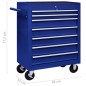 vidaXL Carrello Portautensili con 7 Cassetti per Officina Blu vidaXL Carrello Portautensili con 7 Cassetti per Officina Blu