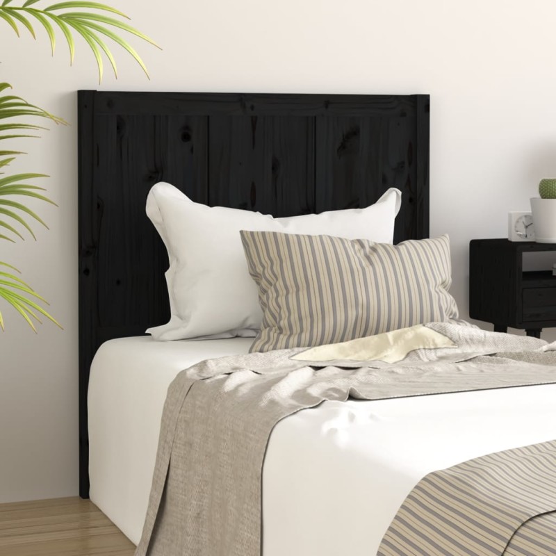Testiera per Letto Nera 80,5x4x100 cm in Legno Massello di Pino Testiera per Letto Nera 80,5x4x100 cm in Legno Massello di Pino