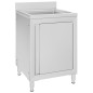 vidaXL Mobiletto da Cucina con Lavandino in Acciaio Inox 60x60x96 cm vidaXL Mobiletto da Cucina con Lavandino in Acciaio Inox 60x60x96 cm