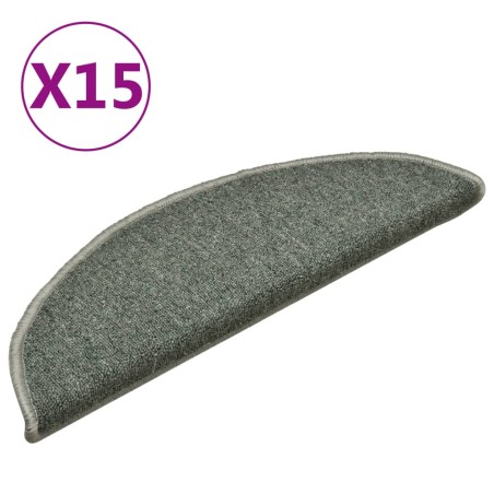 vidaXL Tappetini per Scale 15 pz Verde Scuro 56x17x3 cm