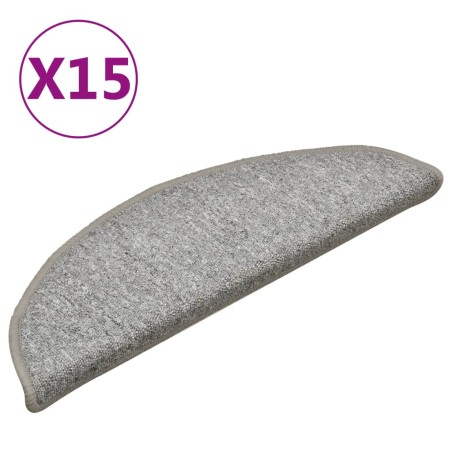 vidaXL Tappetini per Scale 15 pz Grigio Chiaro 56x17x3 cm