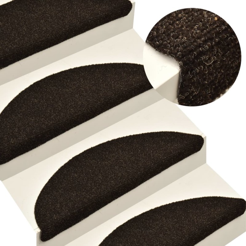 vidaXL Tappetini per Scale 15 pz Marrone Scuro 56x17x3 cm Agugliati vidaXL Tappetini per Scale 15 pz Marrone Scuro 56x17x3 cm Agugliati