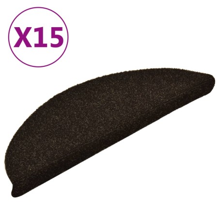 vidaXL Tappetini per Scale 15 pz Marrone Scuro 56x17x3 cm Agugliati