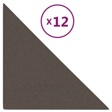 Pannelli Murali 12 pz Tortora 30x30 cm Tessuto 0,54 m²