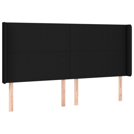 Testiera ad Orecchio Nera 183x16x118/128 cm in Tessuto