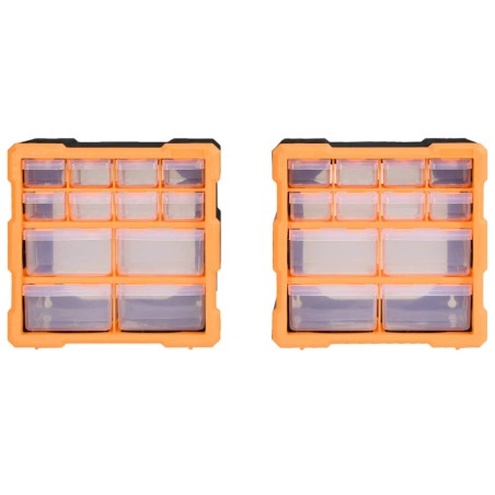 vidaXL Mobili Contenitori con 12 Cassetti 2 pz 26,5x16x26 cm