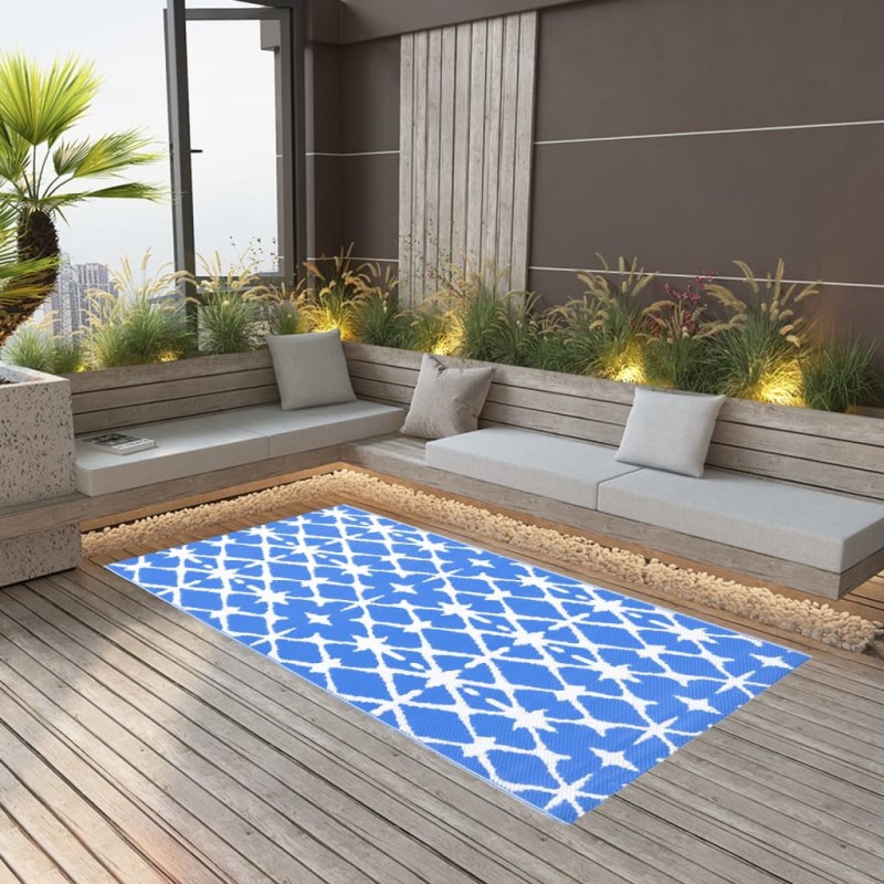 vidaXL Tappeto da Esterni Blu e Bianco 160x230 cm in PP vidaXL Tappeto da Esterni Blu e Bianco 160x230 cm in PP