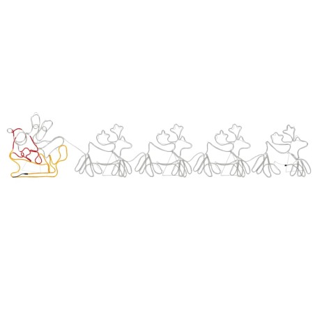 vidaXL Decorazione di Natale XXL Slitta e 4 Renne 1548 LED 500x80 cm