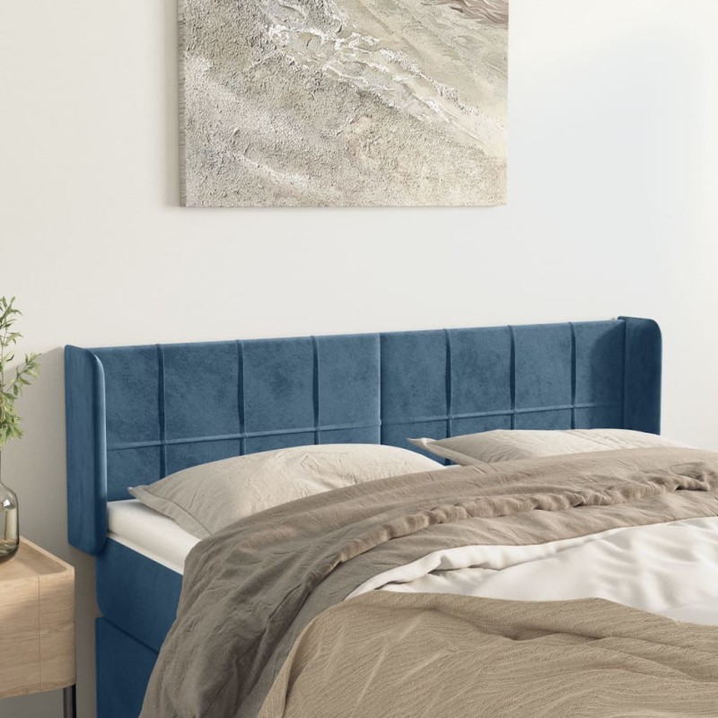 Testiera ad Orecchio Blu Scuro 147x16x78/88 cm in Velluto Testiera ad Orecchio Blu Scuro 147x16x78/88 cm in Velluto