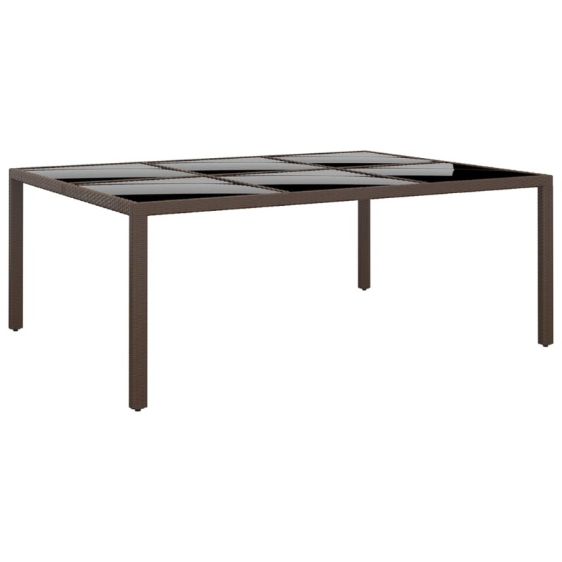 vidaXL Tavolo da Giardino con Piano Vetro Marrone 200x150x75 cm Rattan vidaXL Tavolo da Giardino con Piano Vetro Marrone 200x150x75 cm Rattan
